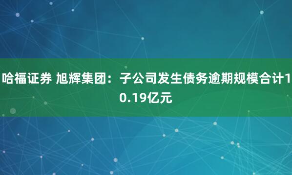 哈福证券 旭辉集团：子公司发生债务逾期规模合计10.19亿元